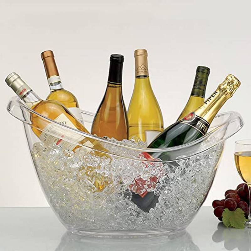 透明塑胶PC大号香槟冰桶新品 方形波浪纹啤酒框酒吧KTV冰镇红酒桶