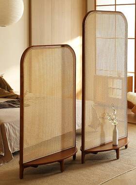 中屏风隔入户正对门藤编客OBX厅复中古玄关卧式室实木移动断日式