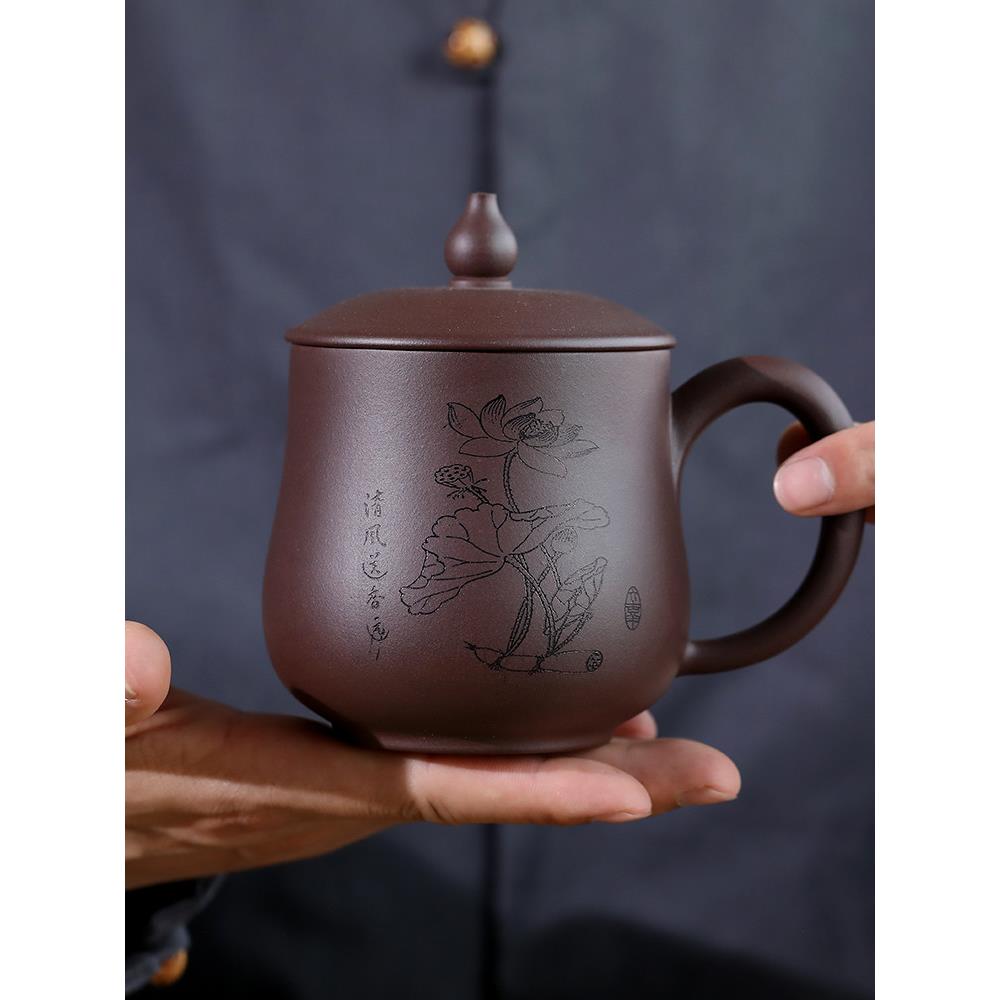 采购产品有盖紫砂杯,手工把手,紫砂,手工家用水杯,大茶杯,宜