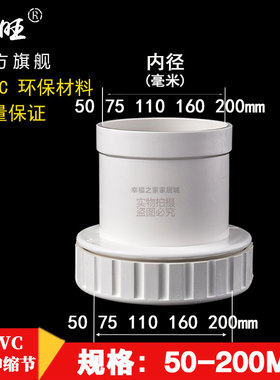 pvc伸缩接110 upvc管排水管接头配件管件50 75 110 160 200mm