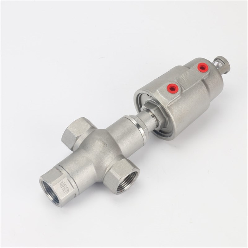304不锈钢丝口气动三通角座阀 高温蒸汽螺纹角座阀门 DN15 20 25