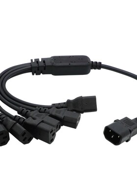 C14转C13一分6转六品字电源分叉线公头六个品字母头0.6m