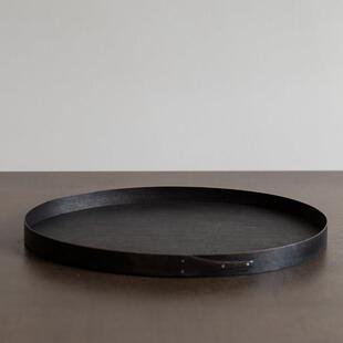 MORN- 現貨 夏克教黑色实木手工职人日式椭圆托盘餐盘桌面收纳