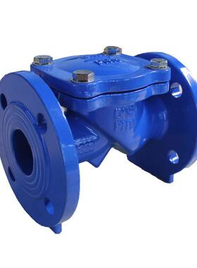 橡胶瓣止回阀H44X球墨铸铁单向阀法兰卧式橡胶板止回阀防回流