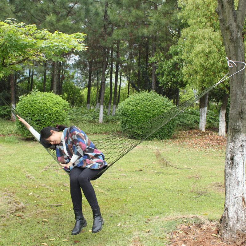 户外尼龙绳网状吊床单人双人吊床儿童学生寝室宿舍室内秋千送绑绳