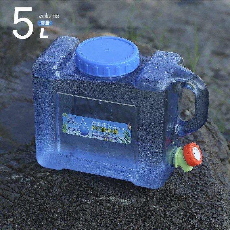5升户外PC方形水桶带龙头 车载自驾游家用饮水桶储水纯净水桶露营