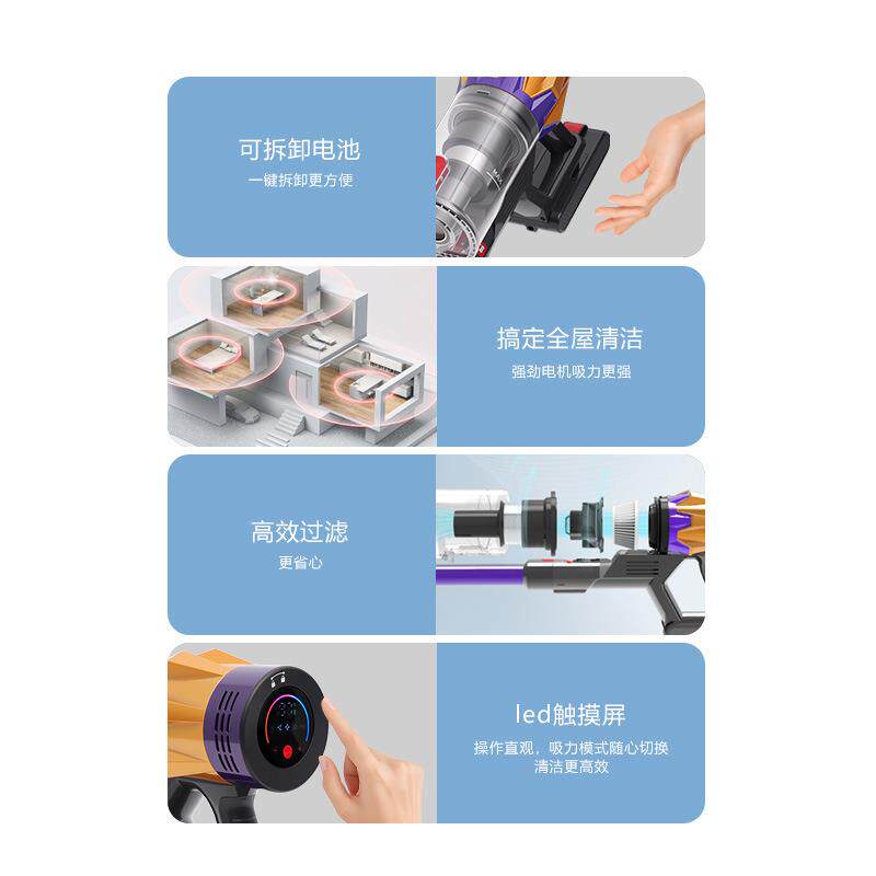 跨境无线吸尘器家用一件起批35000pa 大吸力400W大功率无刷吸尘器
