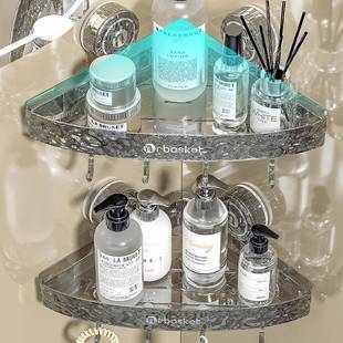 波纹手吸盘生置物架卫间壁挂免打孔收BPV浴室洗台洗漱台转角用品