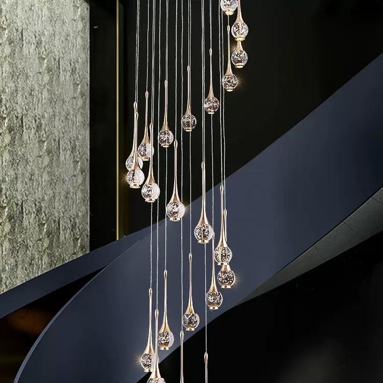 楼梯奢挑复式水390吊晶旋转长f楼梯式轻楼梯间复楼楼梯吊灯灯lot