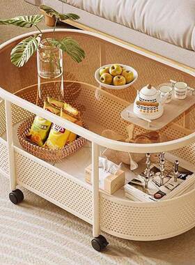 轻型便移动边几小户客厅茶几发沙可侧边带IDT轮简约塑料收纳小推