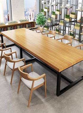 现代简约实木办公桌椅组合公洽桌室职办员谈工作室多SQ-05311人长