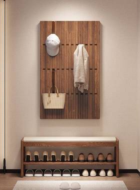 榆木衣架钢琴键帽架玄关40782挂衣区置物架衣门老口入户挂墙上挂