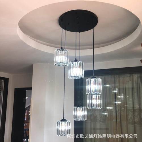 复楼梯吊灯长894吊楼灯美式客厅大厅楼别墅式旋转现代简约梯间水