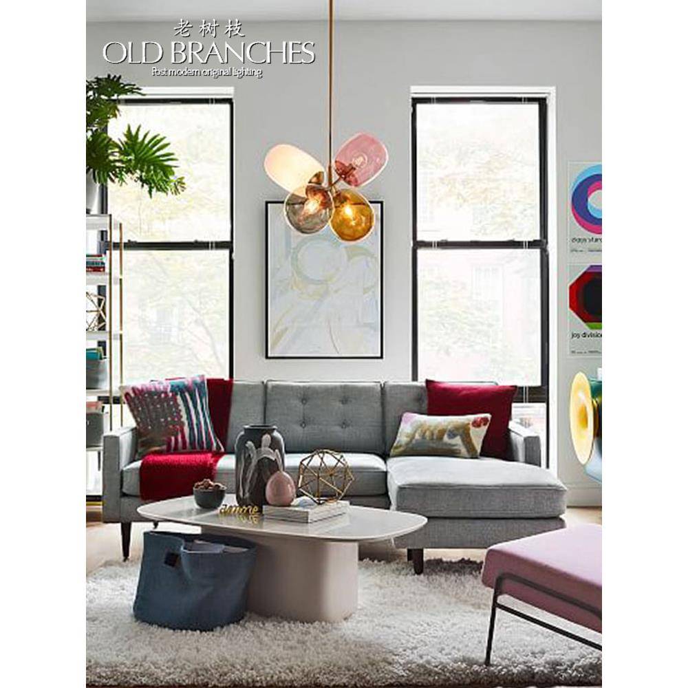 老树枝后现DM8018-6代彩色玻璃吊术灯现极简卧温馨儿童房艺室全铜