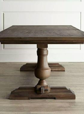 欧式实木美式餐桌复古小户型法用式乡村客做桌剧旧本杀家会SGL-00