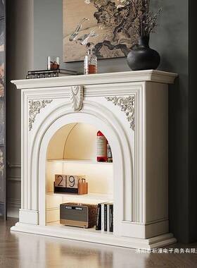 法式实木壁饰柜美玄炉关式壁炉客厅电视柜JMF室内装雕花烤漆