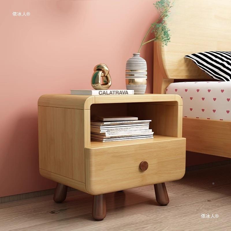 Y1木童实床头柜现代简约依冰人?1创意卡通床边小柜子青少年儿卧室