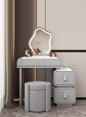 小化户轻型奶RER油风2梳妆台奢岩板智能现代简约妆桌025新款卧室