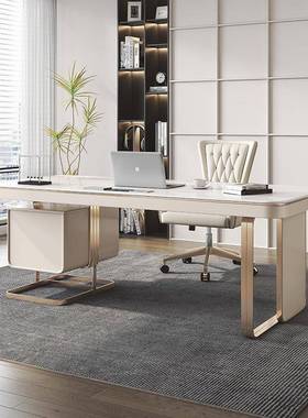 桌轻奢现代简约风高端岩板办桌椅脑桌设计公师书桌子书房写字MXK