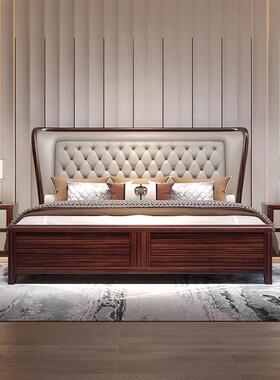 新中PLWS-WJ8式乌金木床木床实1大.8M软靠双人床家用别物墅主卧气