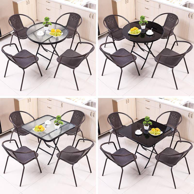 户外桌椅庭带伞现t5776181代叠休闲水防晒折茶几露天院阳防台铁艺