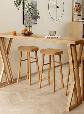 长条酒吧桌实木靠窗桌椅阳台桌子隔高脚用条简约客厅靠断墙PAQ家