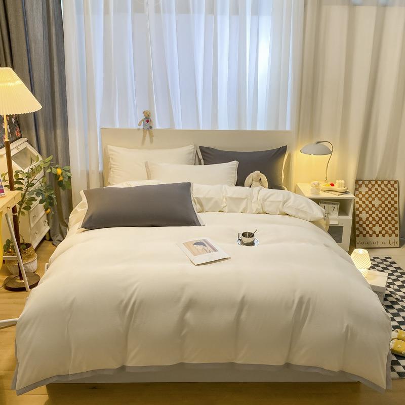 纯色床单四件套水棉RXX洗被套上三件套简约白色双男女家用人床用