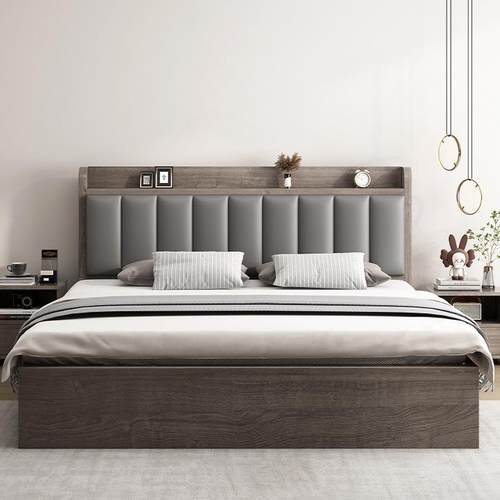 实木床简现代加厚1米8双人约床主卧1米5租的QCF出房家床用1米2单