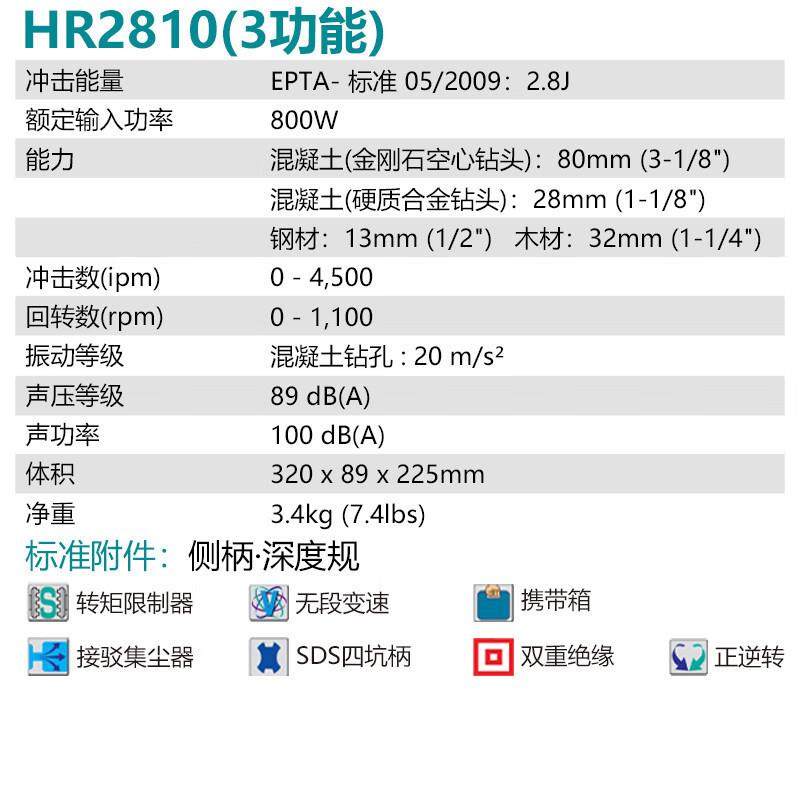 牧田0HAEPR280电锤锤钻镐三功能冲击钻大功率221v800w混凝垒电德,标准件/零部件/工业耗材,车间地垫,淘宝优惠券,粉丝福利购,淘宝优惠卷