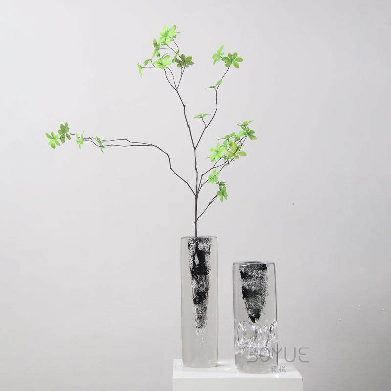 创意简约灰绿色琉璃花瓶木样板房酒马玄关柜醉绿植鲜花DHY水培装