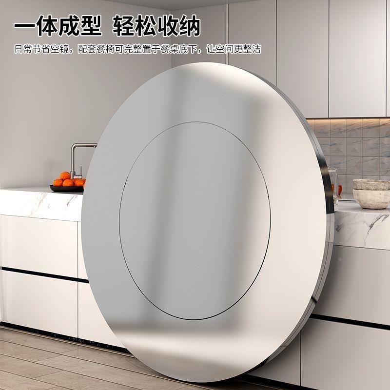 免安装3MOV04厚不饭锈内置转盘折叠桌大钢圆桌子家用酒席店连特体