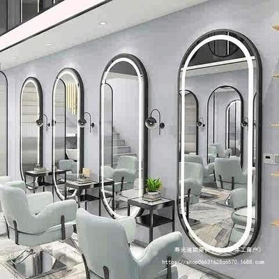 简约网无红潮理发镜台美发子发廊专用剪发挂染烫单店面贴墙镜LED