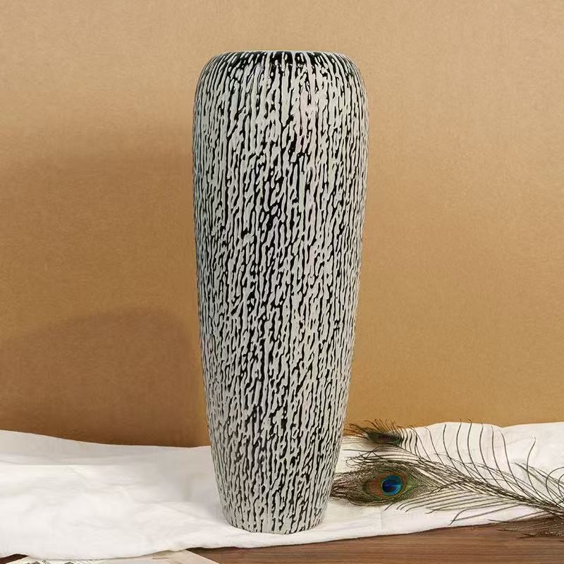 轻奢仿瓷花瓶 手工玻璃花瓶材质现代简约腊梅插花玻璃花瓶高级感