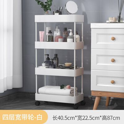 可移动便携置物架厨房落地收纳储物架多层带轮子浴室厕所塑料架子