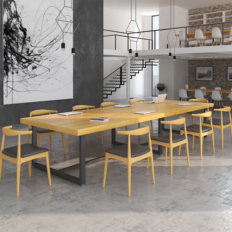 美式实木办公室 工业铁艺会议室职员洽谈会议桌 书房写字桌电脑桌