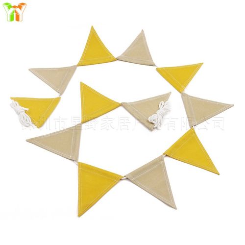 户外山系装饰三角旗 怀旧露营帆布挂旗 帐篷拉绳气氛三角旗