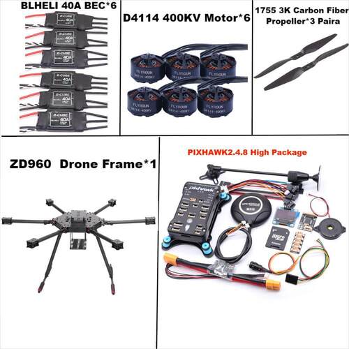 博立方ZD960 PIXHAWK 2.4.8 M8N全碳纤维六旋翼架40A ESC 高套