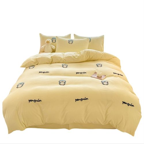 A四季通用水洗棉刺绣四件套可爱少女心毛巾绣被套学生宿舍三件套