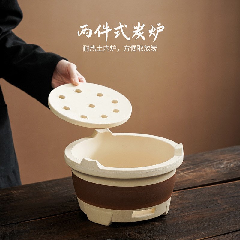 新中式围炉煮茶家用套装户外炉子粗陶罐罐茶碳炉烤奶壶单壶