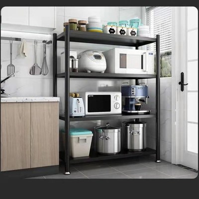 不锈钢厨房置物架落地多层微波炉架厨房用品收纳架放锅分层货架