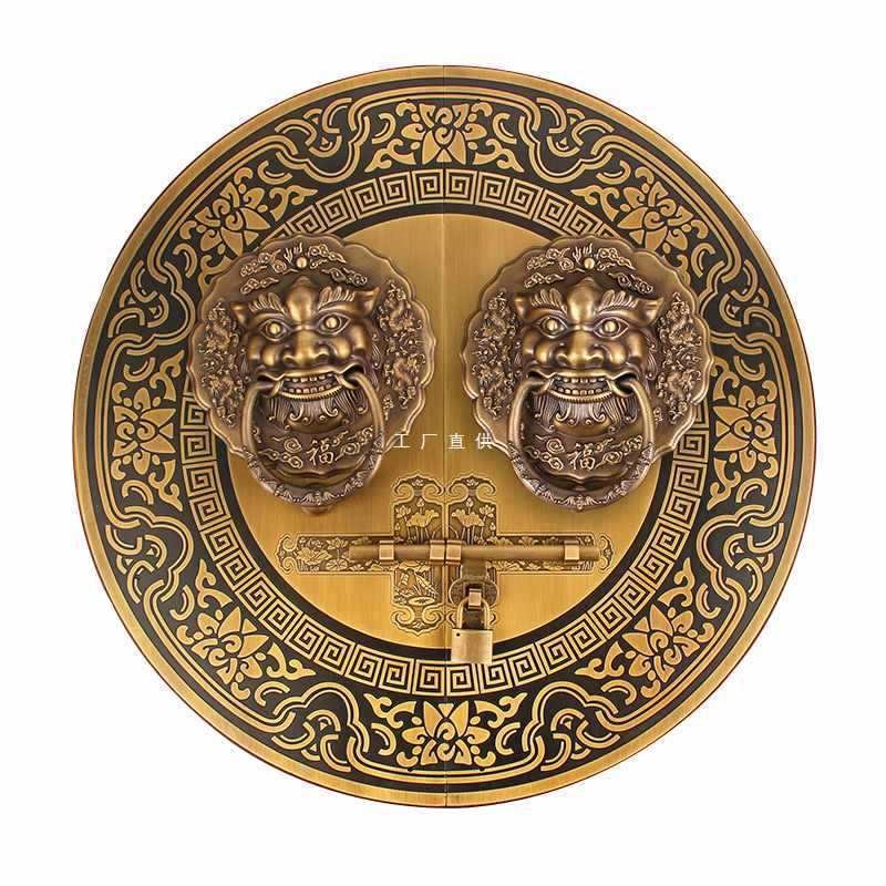 中式铜大门拉手圆形古建祠堂兽头门环庭院木门狮子头门把手