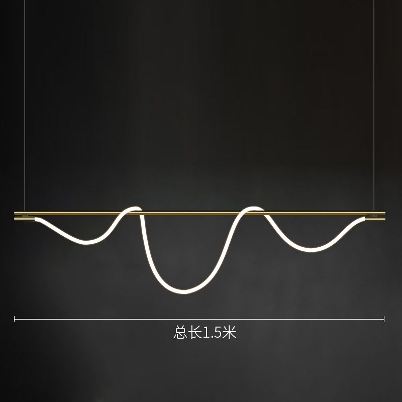 极简餐厅灯管吊灯长条餐桌吧台音符艺术设计师创意个性缠绕线条灯
