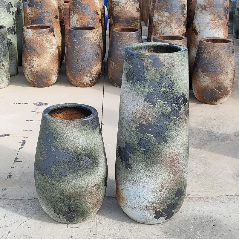 落地花瓶大号中式仿古做旧插干花粗陶客厅酒店别墅陶罐陶瓷摆件