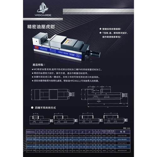 MC角固式精密倍力油压虎钳加工中心液压台虎钳高精度CNC4/5/6/8寸