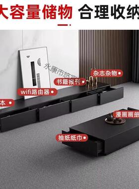 代电视家家用意式极简现黑色木质小户具型茶几电视柜柜993落地柜