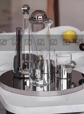 现代VGJ欧式轻具奢水晶玻璃托盘样板房摆件茶餐售楼处饰品厅摆件