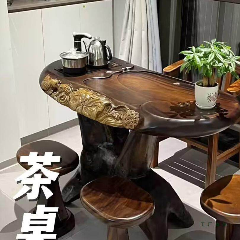 胡桃木根雕桩茶台实木茶几整体树根桌324茶木树头雕刻花梨木树茶