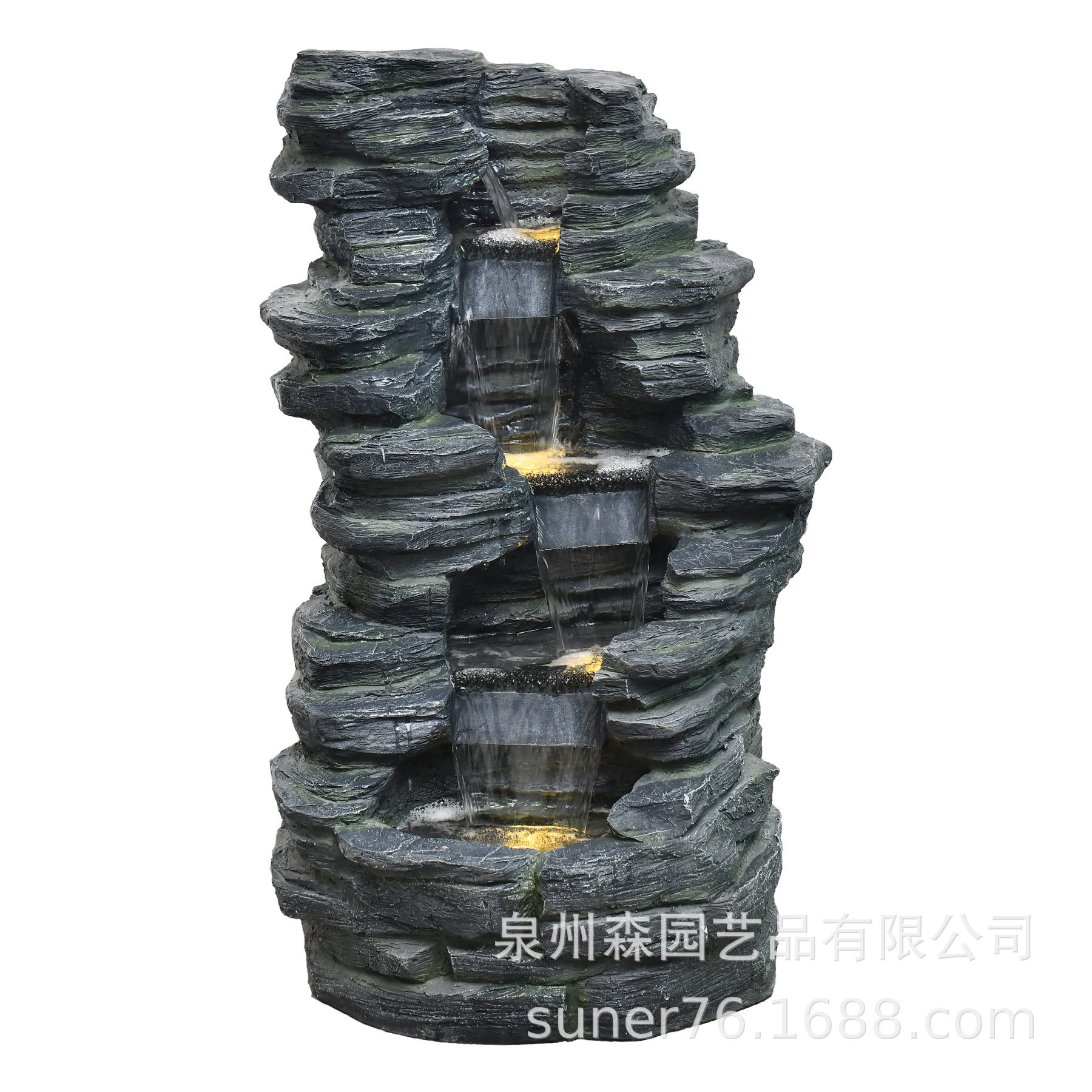 创意田园仿石假山高山喷泉流水摆件办公室酒店花园前台水景装饰