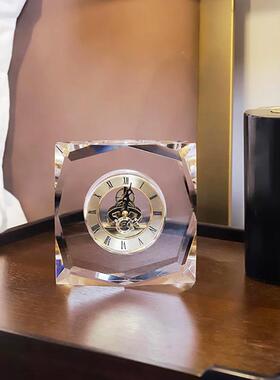 件水晶玄座钟透桌面摆法摆式卧室床头柜家用台关ltao1000式时钟法