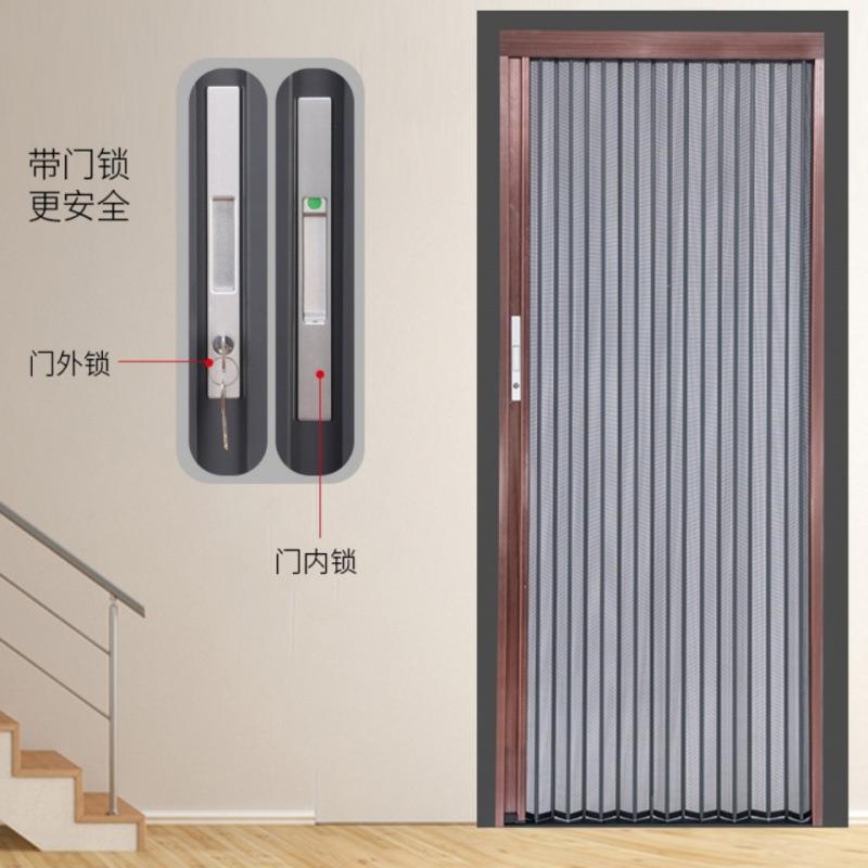 金防WOZ刚网折隐叠纱门形纱推拉门蚊防盗防猫自装家用伸缩式铝合